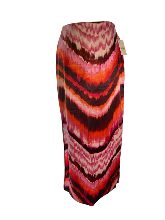VENUS Dresses & Skirts - NWT Abstract Print Satin Maxi Skirt – Pink Orange & Black Statement Skirt